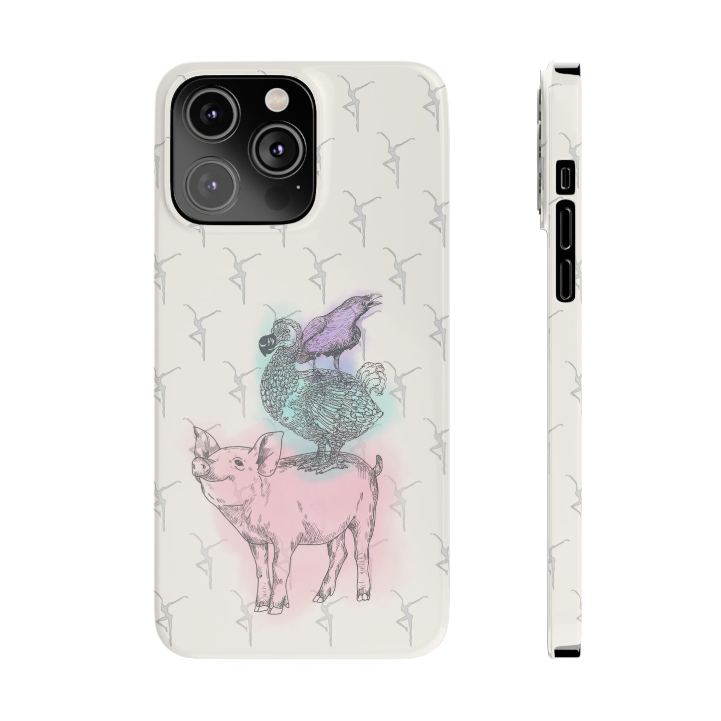 Slim Phone Case - dmb - fd - pig - dodo - raven - watercolor - ivory