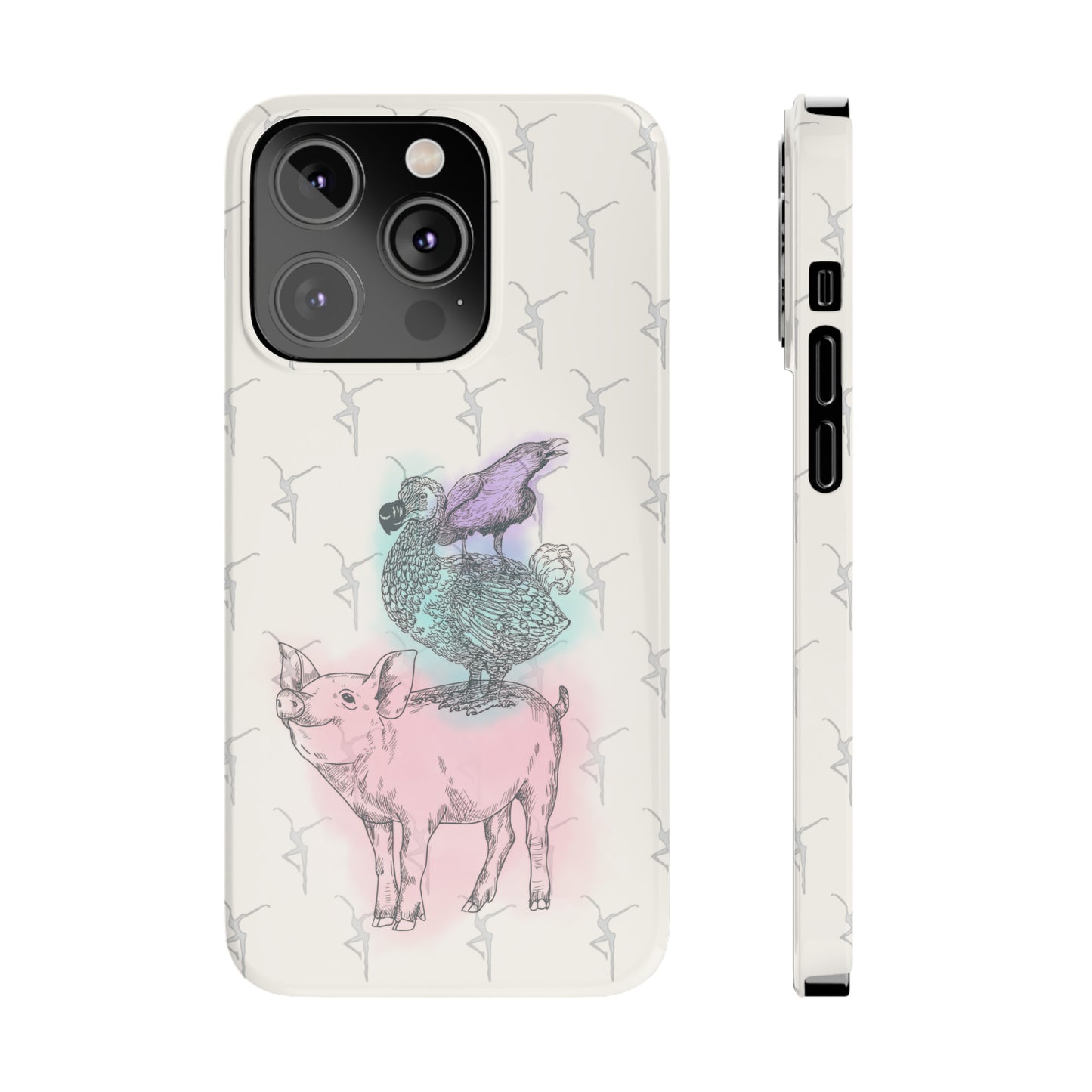 Slim Phone Case - dmb - fd - pig - dodo - raven - watercolor - ivory