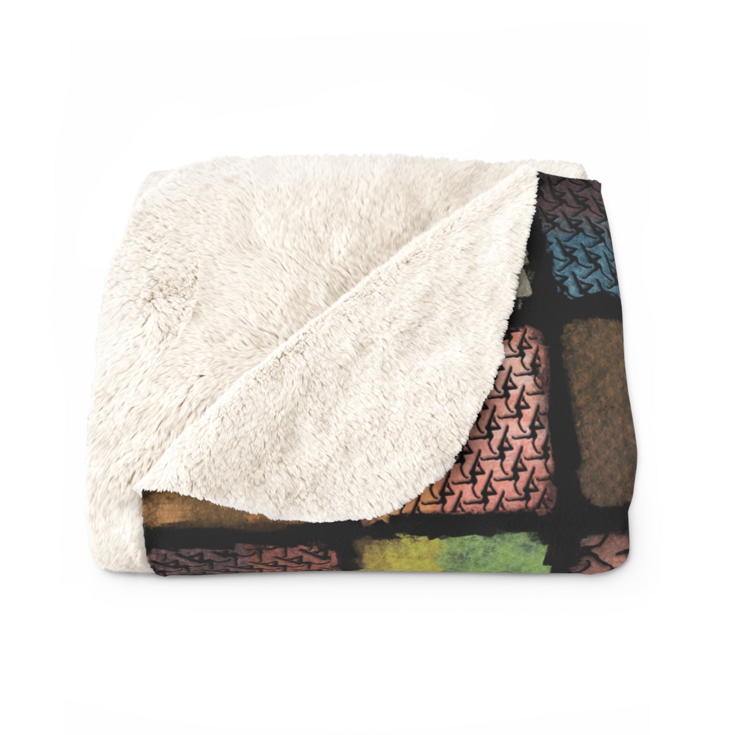 Cozy Sherpa Fleece Blanket with Colorful Pattern
