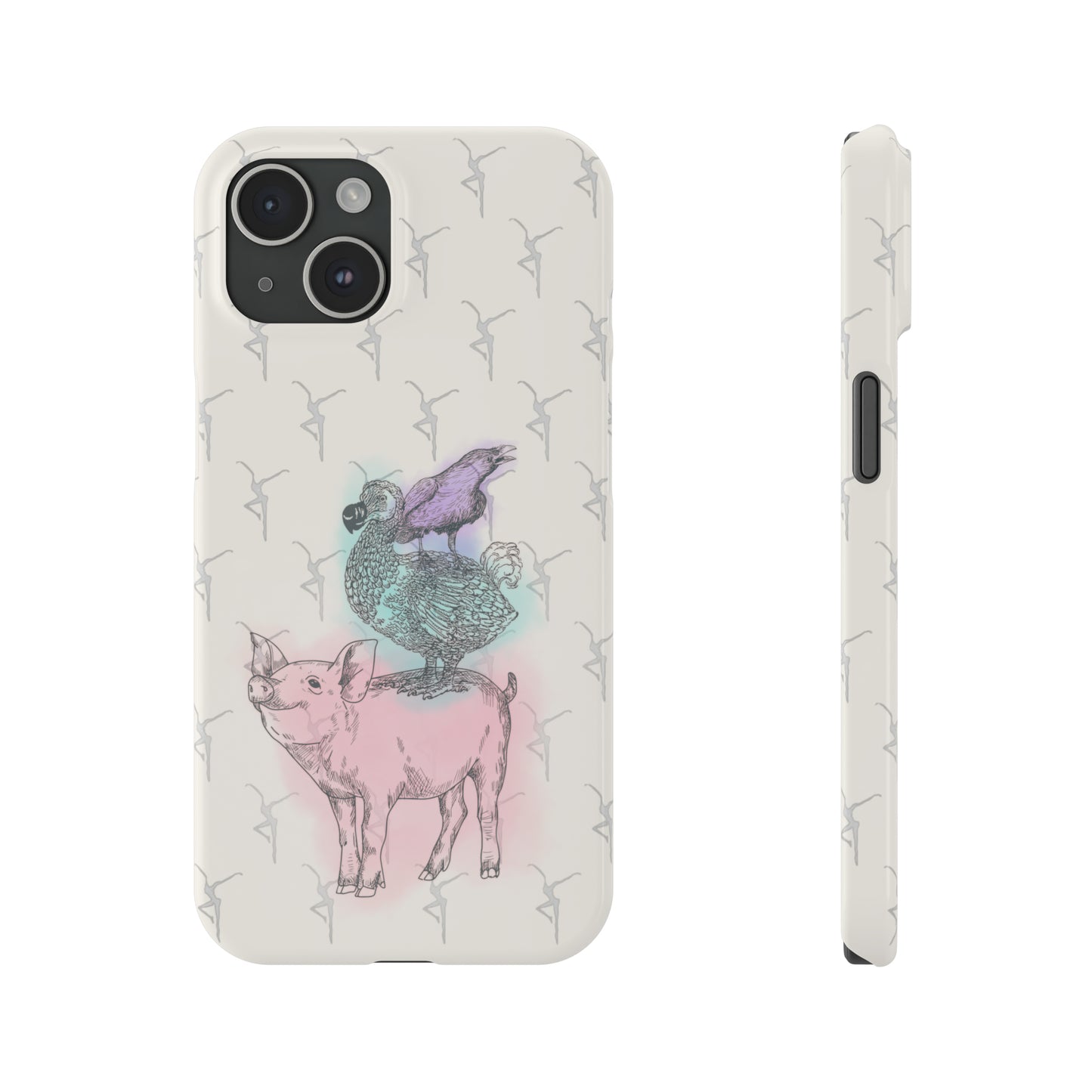 Slim Phone Case - dmb - fd - pig - dodo - raven - watercolor - ivory