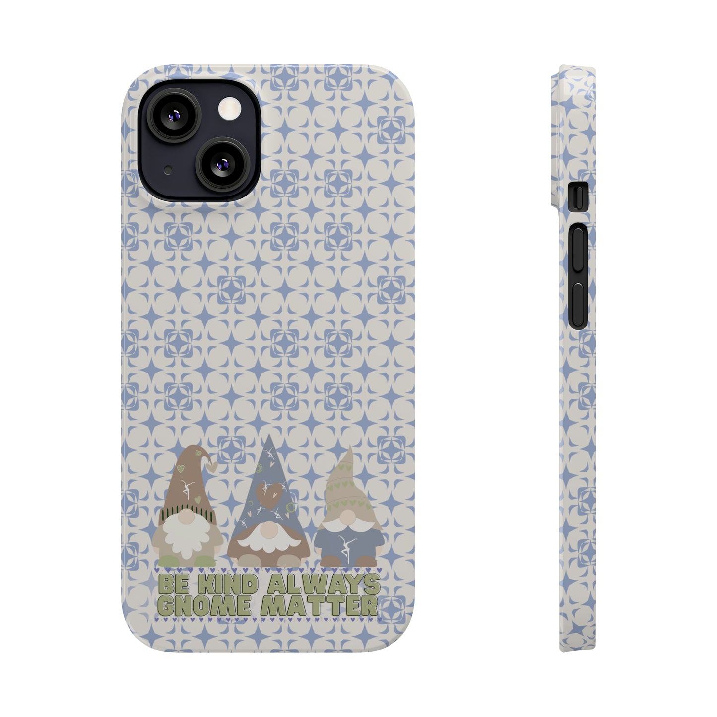 Slim Phone Case - dmb - gnomes - kindness - be kind always - blue - green - pastel - fits most iphone models