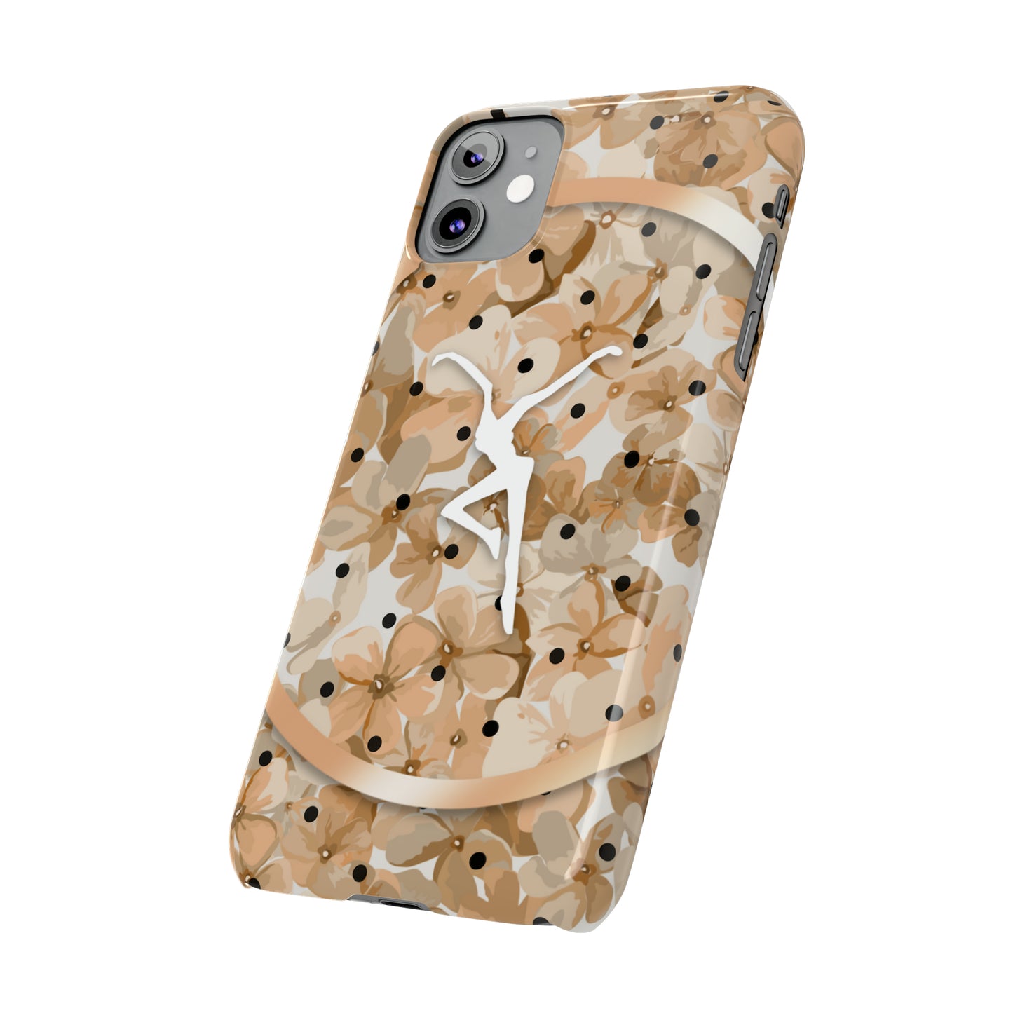 Slim Phone Case - iPhone - dmb - design13 - fd - beige - flowers - polka dots