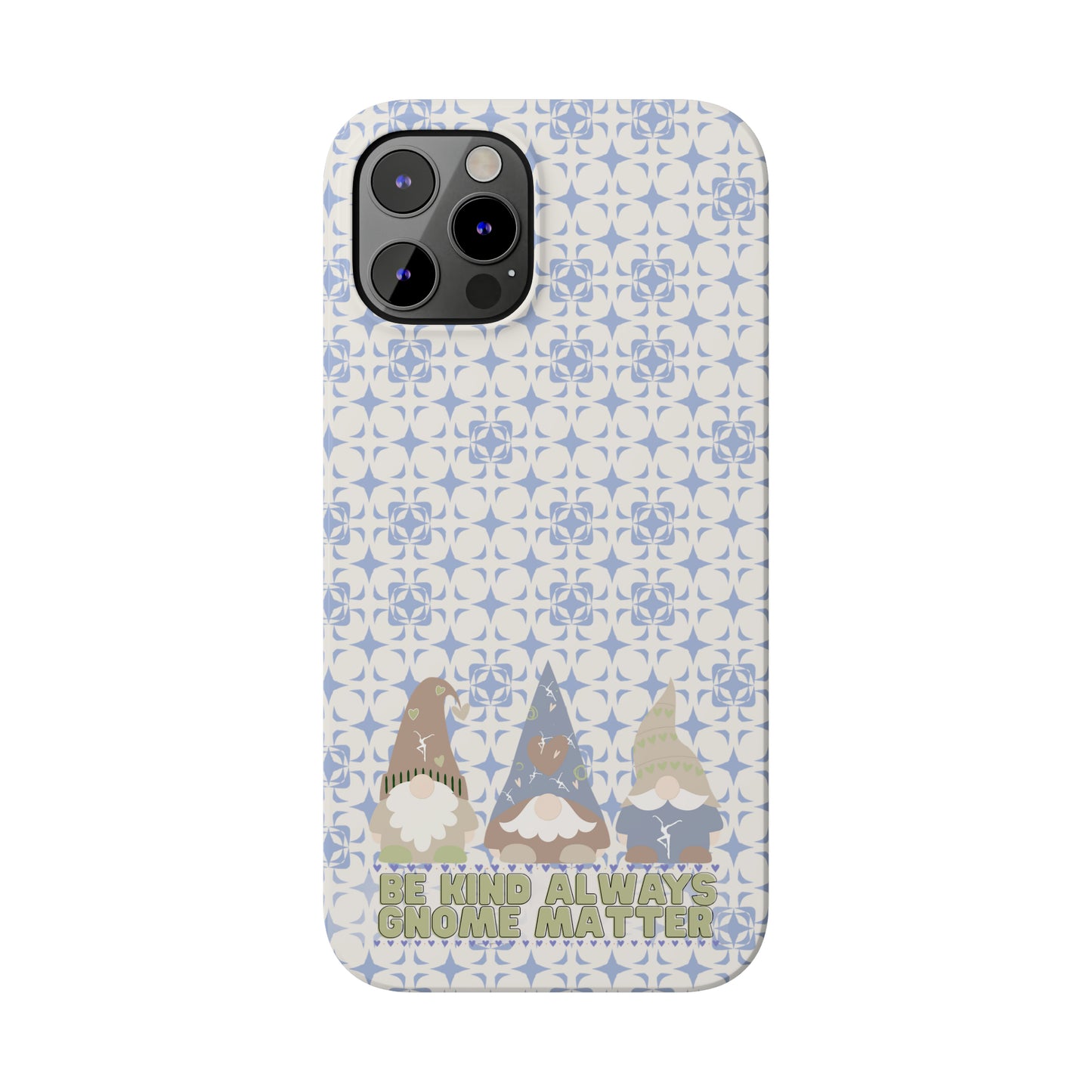 Slim Phone Case - dmb - gnomes - kindness - be kind always - blue - green - pastel - fits most iphone models