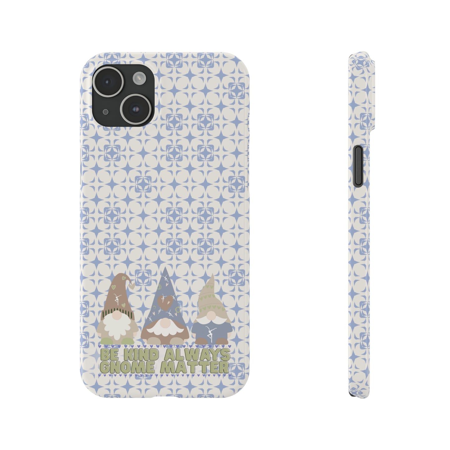 Slim Phone Case - dmb - gnomes - kindness - be kind always - blue - green - pastel - fits most iphone models