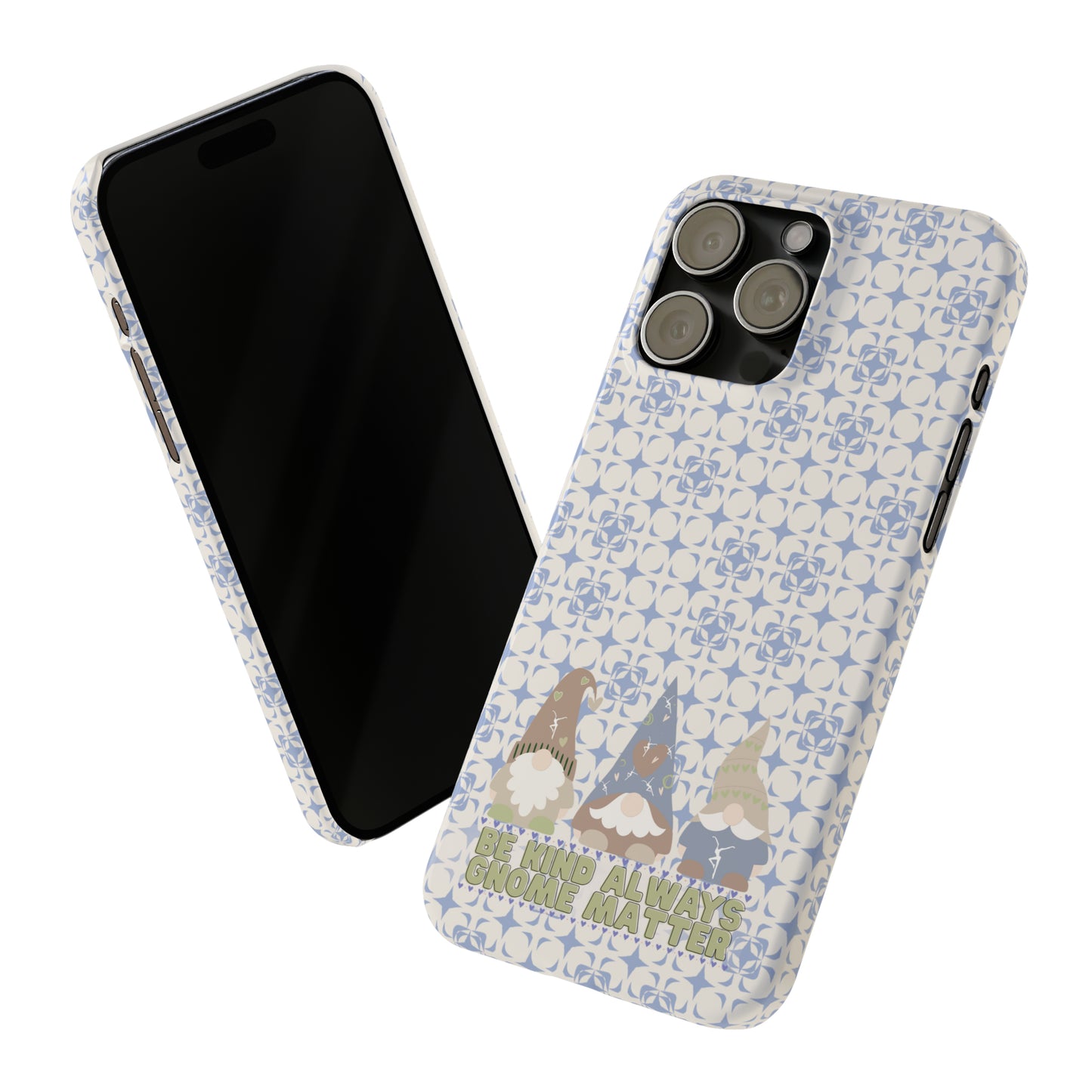 Slim Phone Case - dmb - gnomes - kindness - be kind always - blue - green - pastel - fits most iphone models