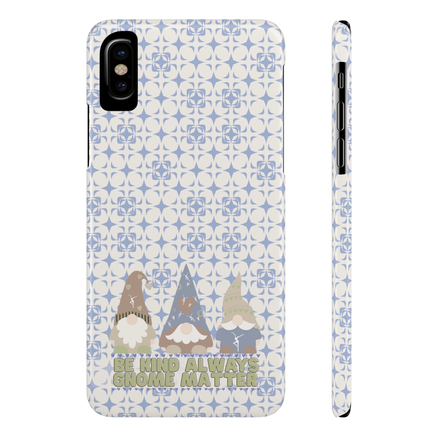 Slim Phone Case - dmb - gnomes - kindness - be kind always - blue - green - pastel - fits most iphone models