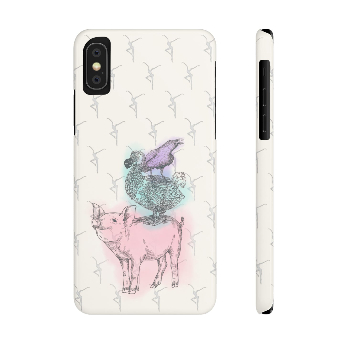 Slim Phone Case - dmb - fd - pig - dodo - raven - watercolor - ivory