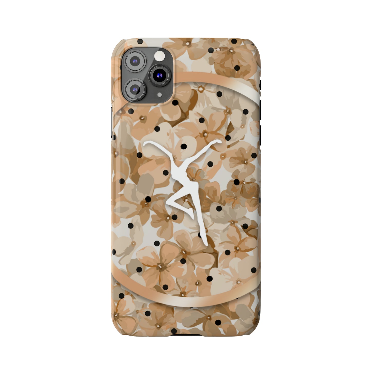 Slim Phone Case - iPhone - dmb - design13 - fd - beige - flowers - polka dots