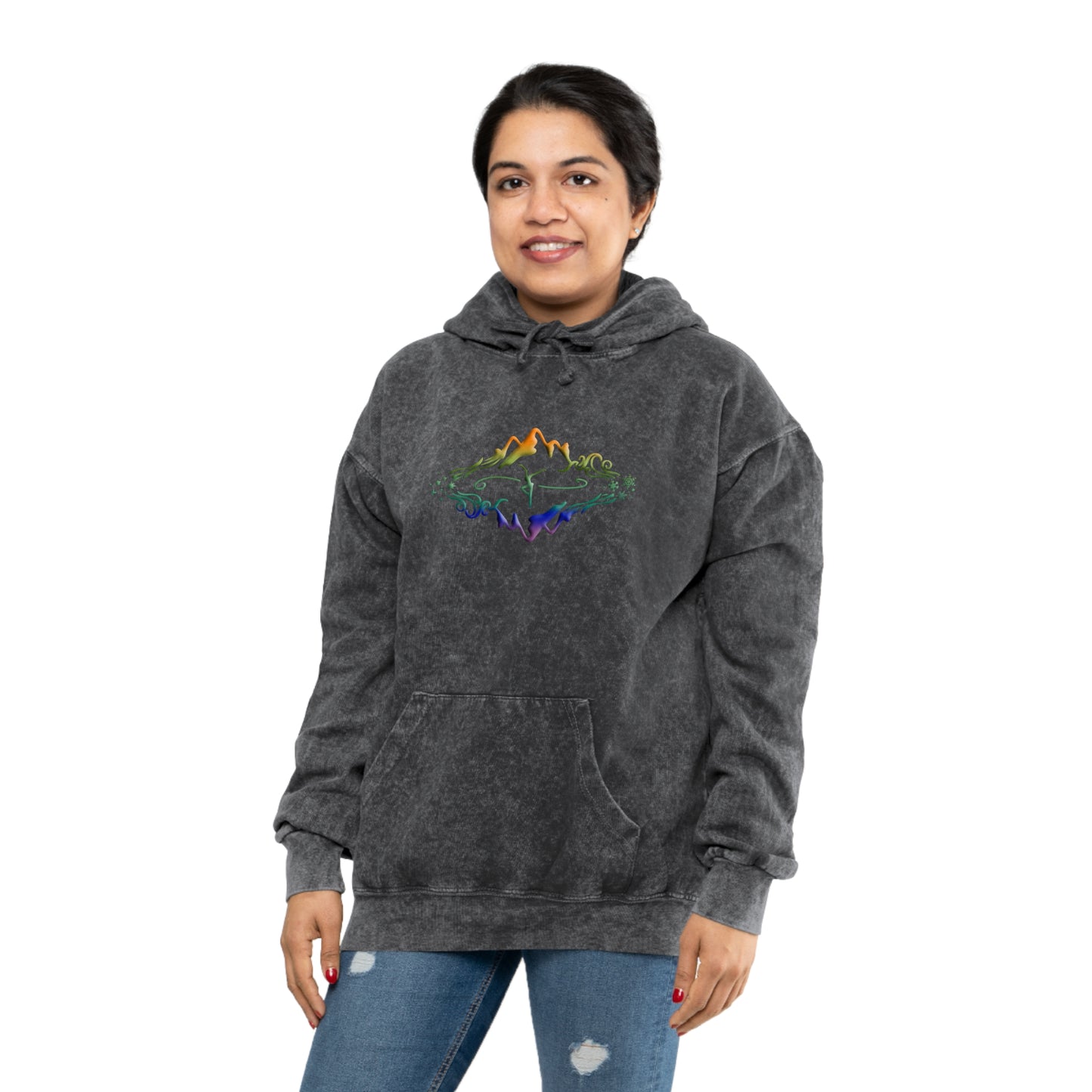 Copy of Unisex Mineral Wash Hoodie -- MOWRS design by TMK -- rainbow Ombre logo