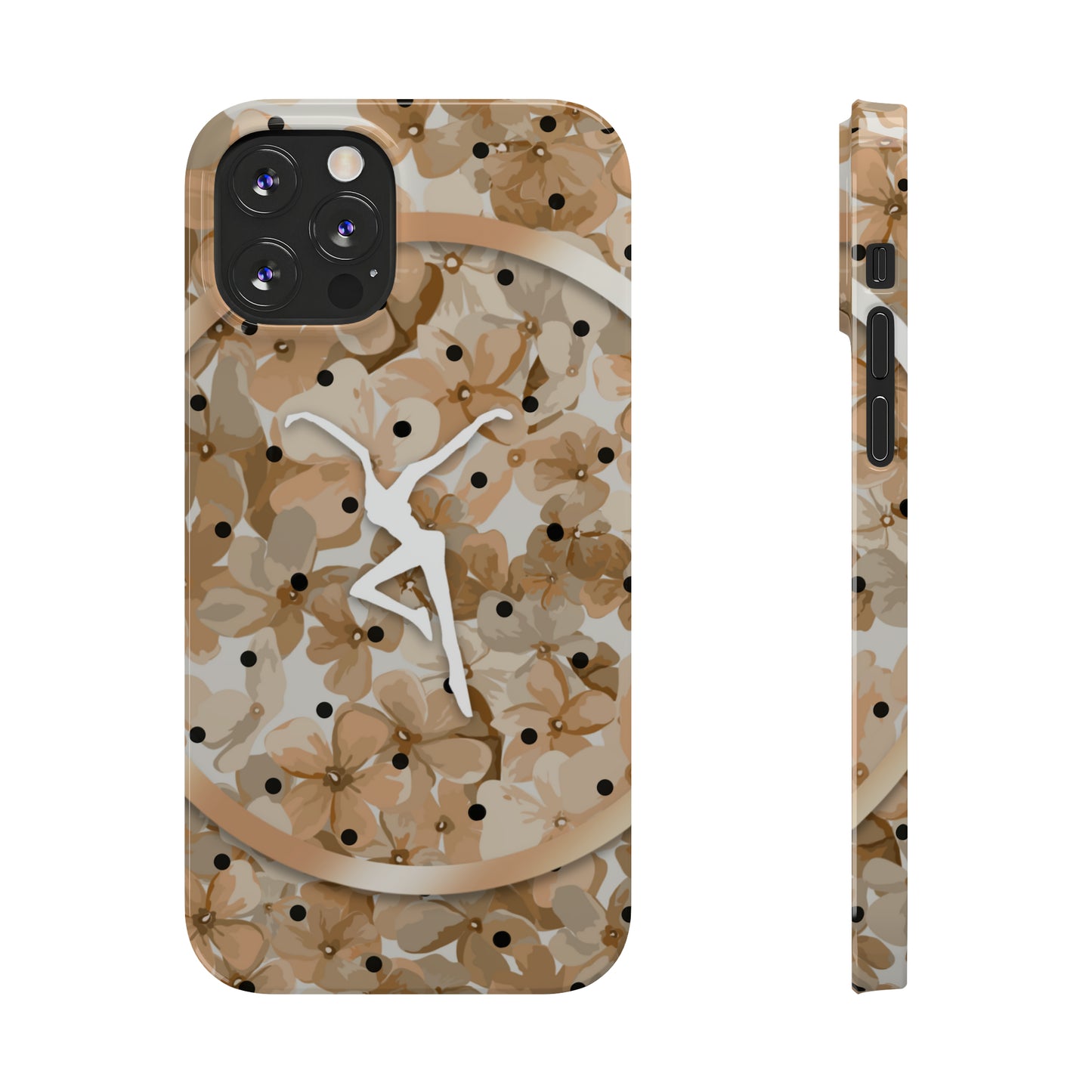 Slim Phone Case - iPhone - dmb - design13 - fd - beige - flowers - polka dots