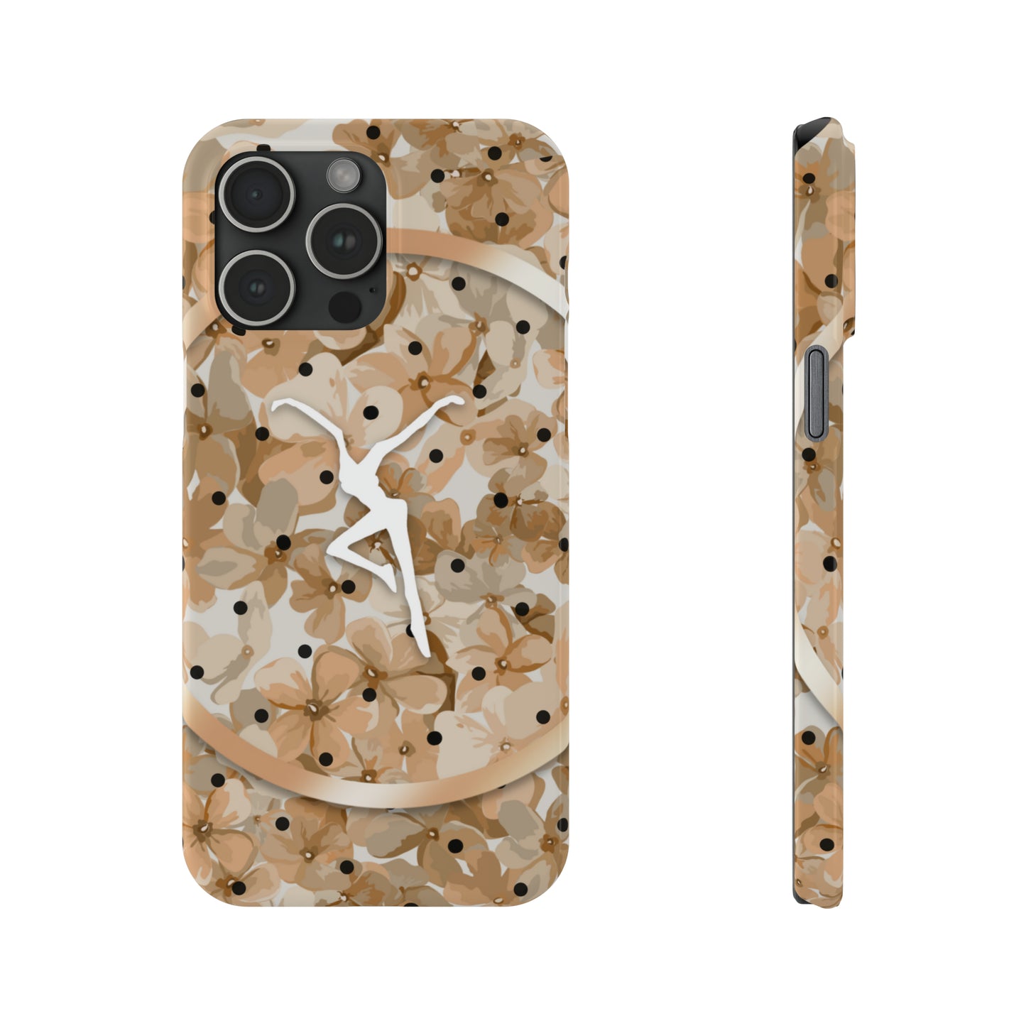 Slim Phone Case - iPhone - dmb - design13 - fd - beige - flowers - polka dots