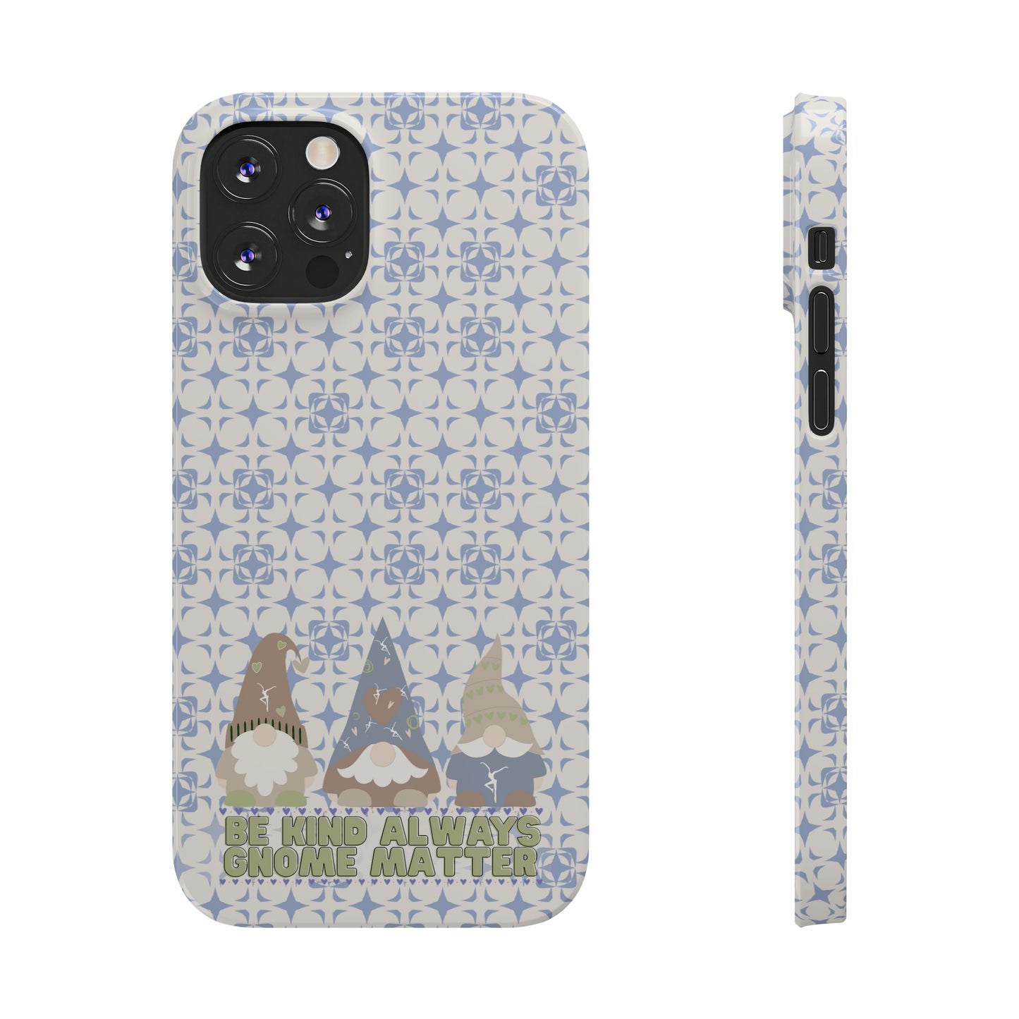 Slim Phone Case - dmb - gnomes - kindness - be kind always - blue - green - pastel - fits most iphone models