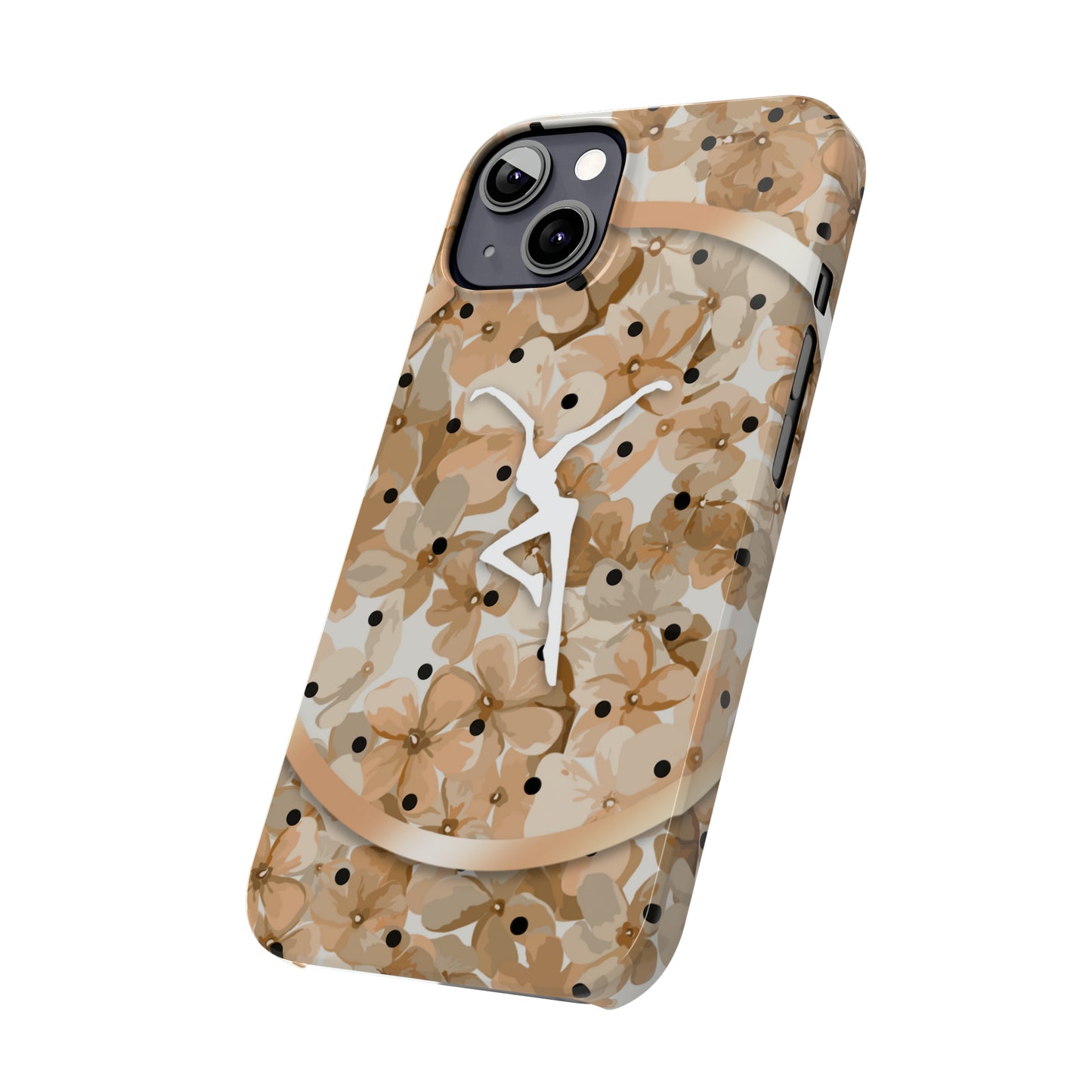 Slim Phone Case - iPhone - dmb - design13 - fd - beige - flowers - polka dots