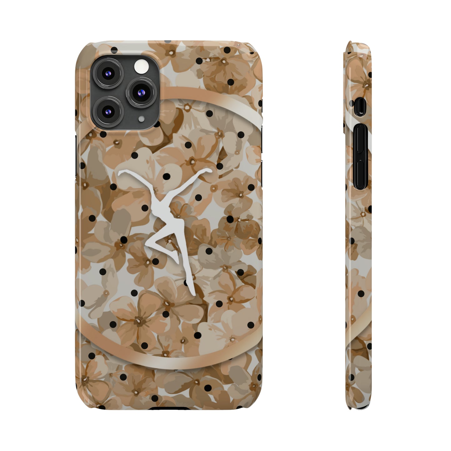 Slim Phone Case - iPhone - dmb - design13 - fd - beige - flowers - polka dots