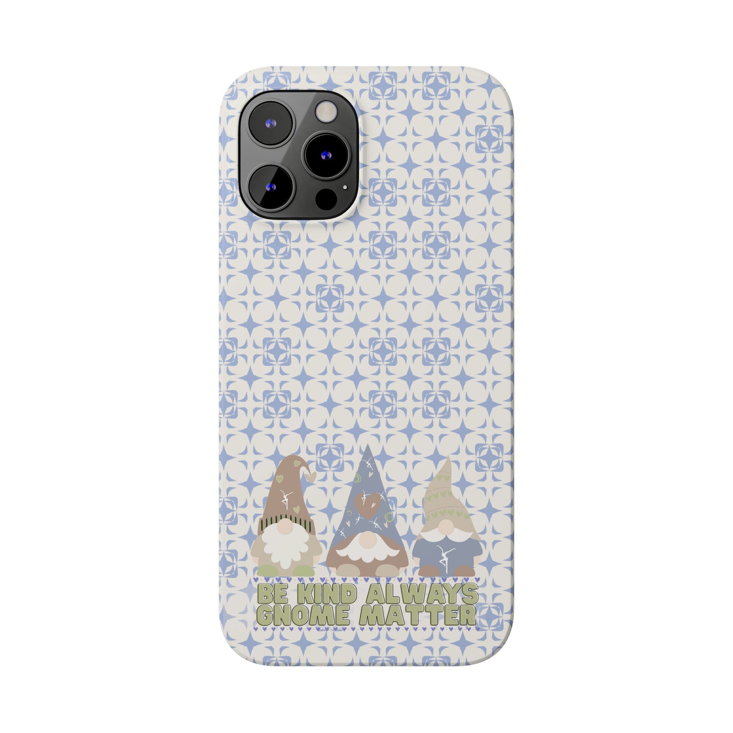 Slim Phone Case - dmb - gnomes - kindness - be kind always - blue - green - pastel - fits most iphone models