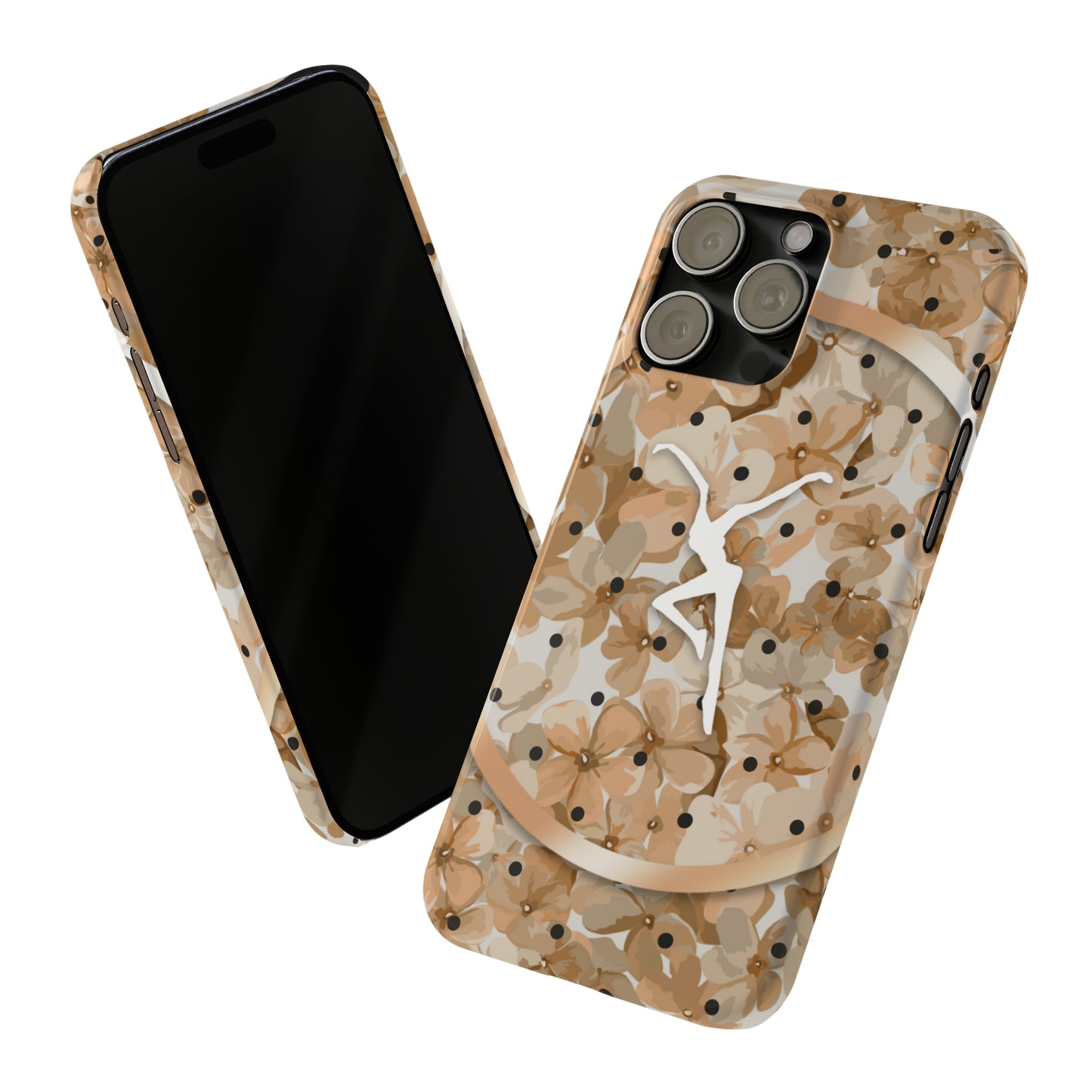 Slim Phone Case - iPhone - dmb - design13 - fd - beige - flowers - polka dots