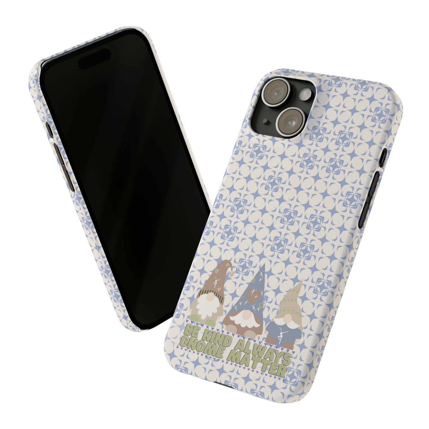 Slim Phone Case - dmb - gnomes - kindness - be kind always - blue - green - pastel - fits most iphone models