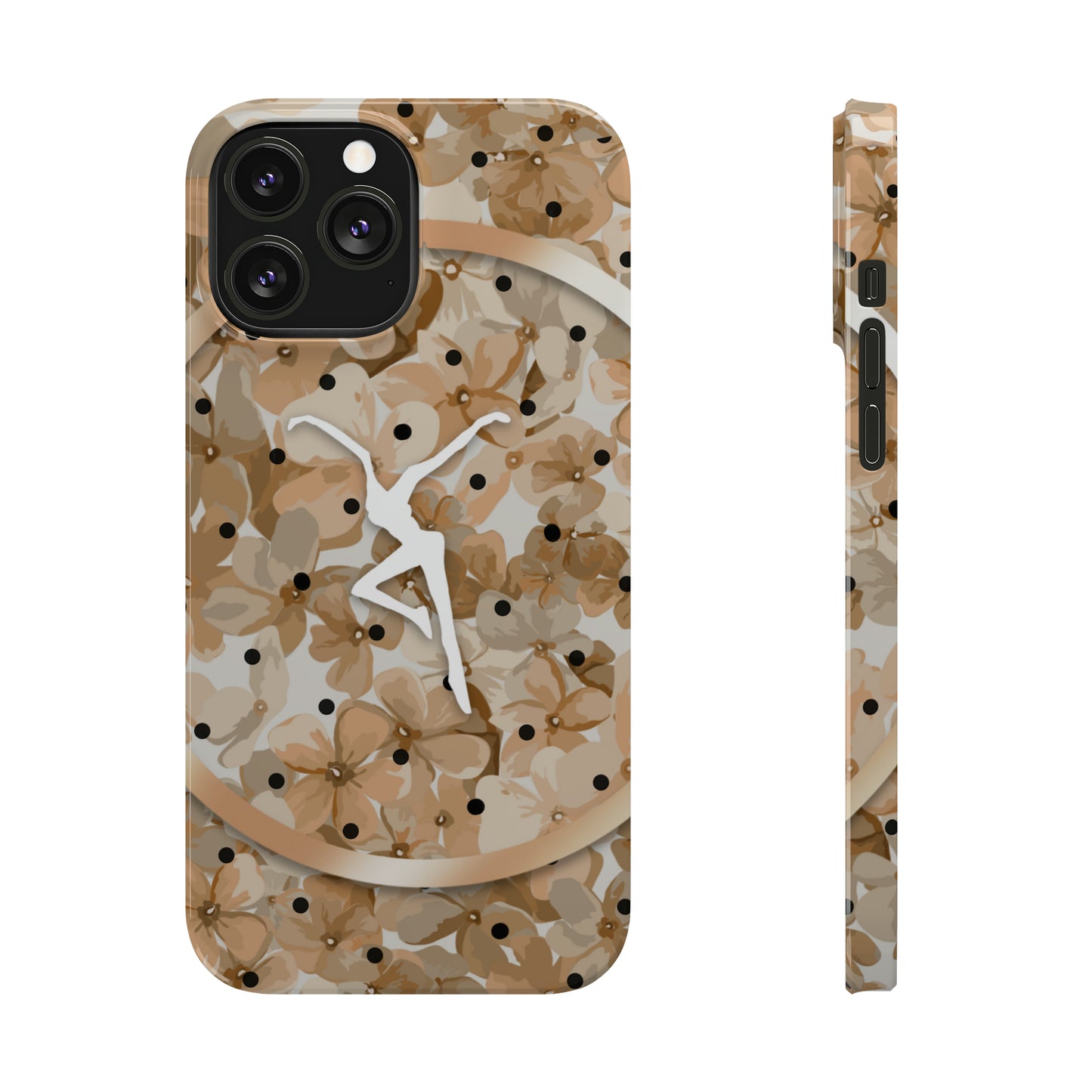 Slim Phone Case - iPhone - dmb - design13 - fd - beige - flowers - polka dots