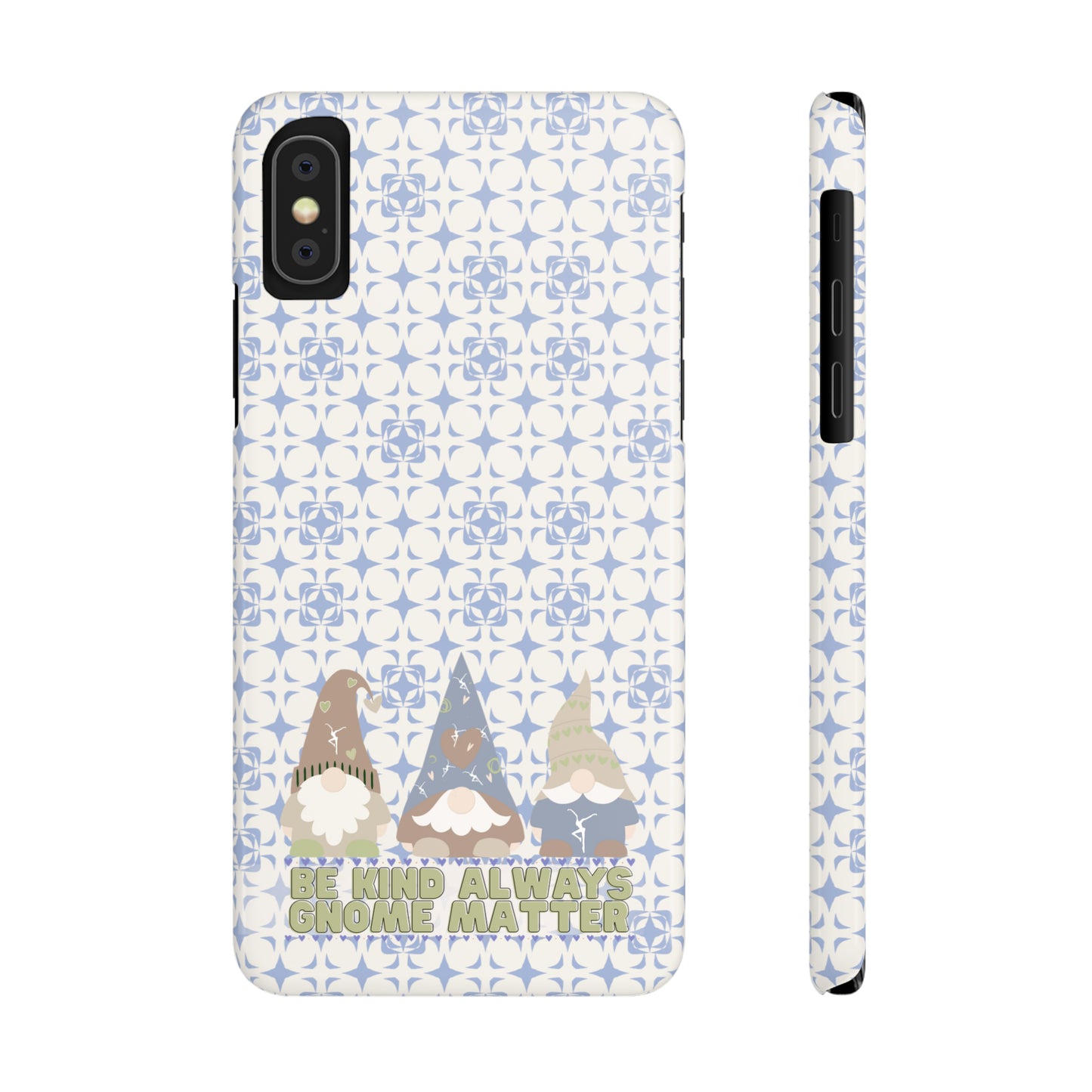 Slim Phone Case - dmb - gnomes - kindness - be kind always - blue - green - pastel - fits most iphone models