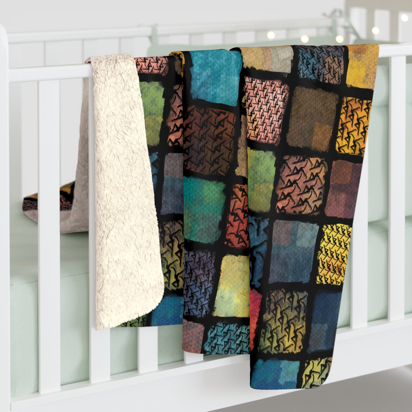 Cozy Sherpa Fleece Blanket with Colorful Pattern