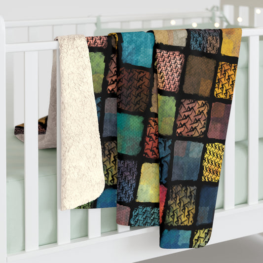 Cozy Sherpa Fleece Blanket with Colorful Pattern