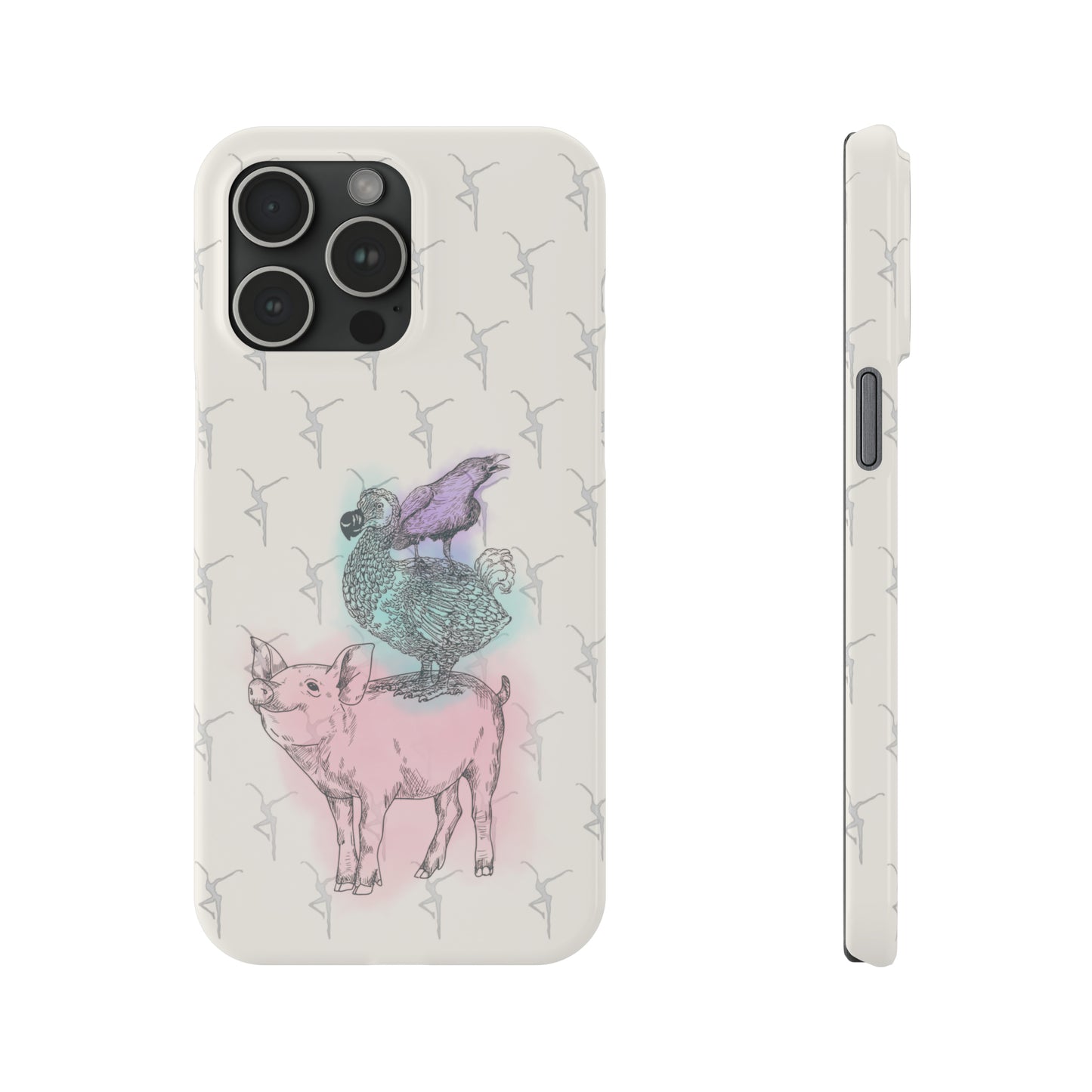 Slim Phone Case - dmb - fd - pig - dodo - raven - watercolor - ivory