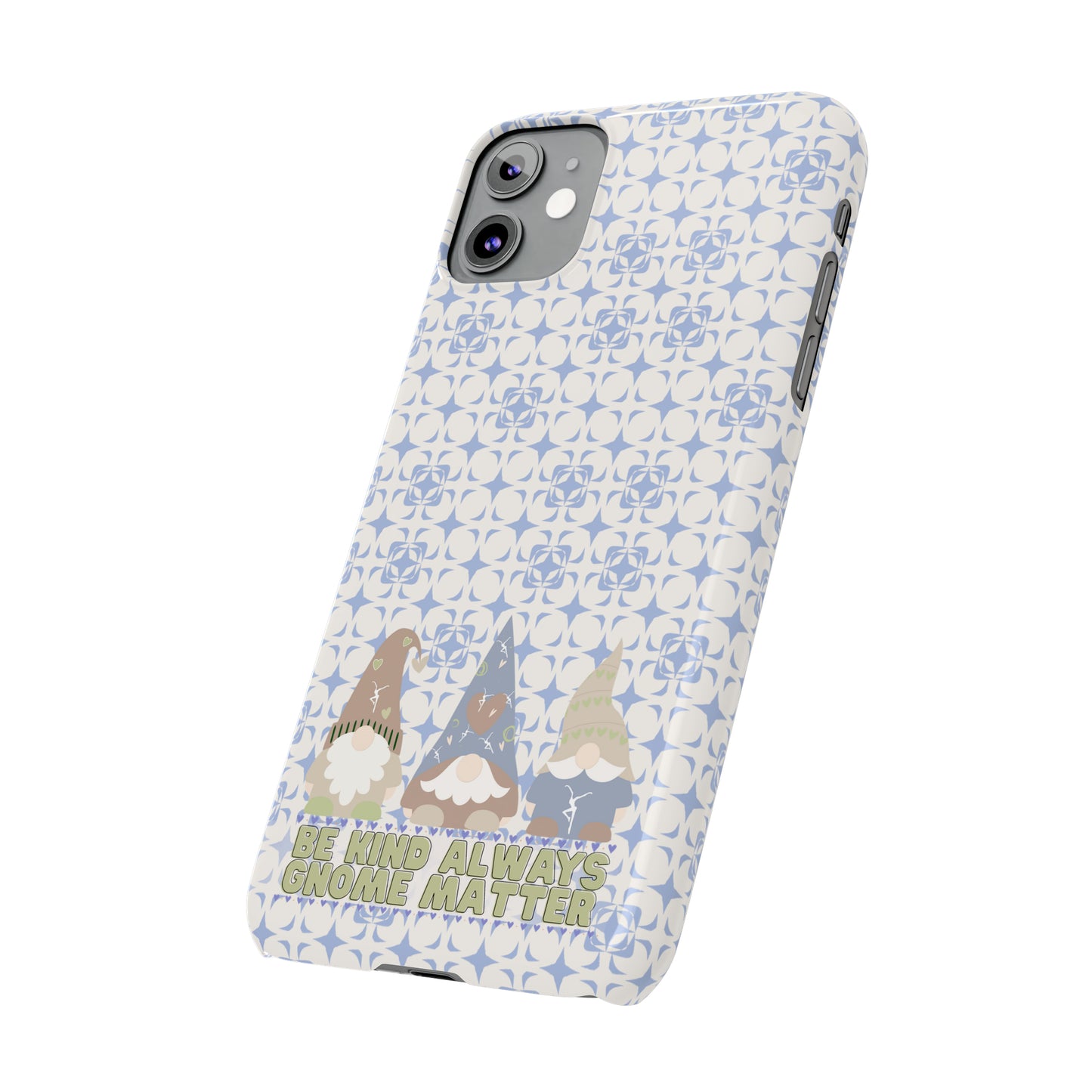 Slim Phone Case - dmb - gnomes - kindness - be kind always - blue - green - pastel - fits most iphone models