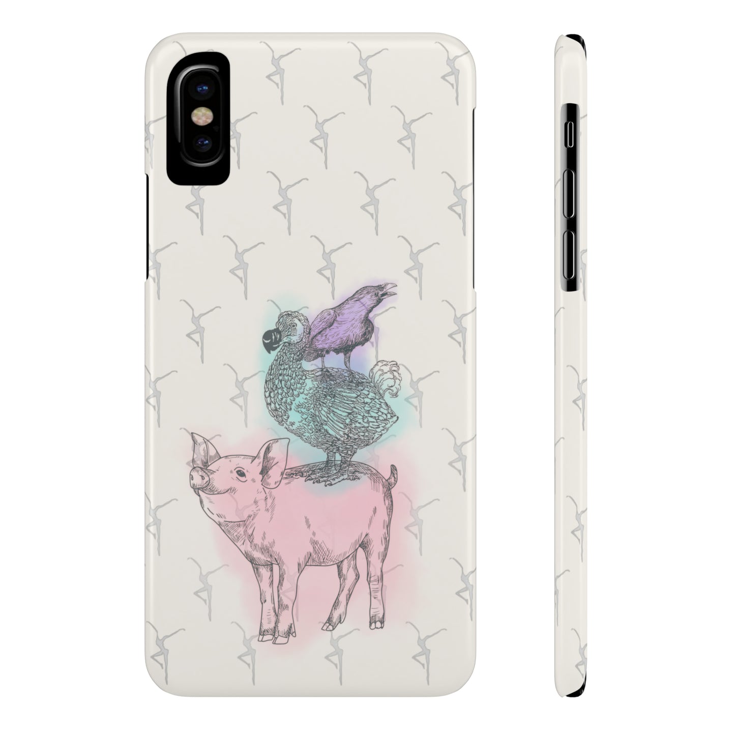 Slim Phone Case - dmb - fd - pig - dodo - raven - watercolor - ivory