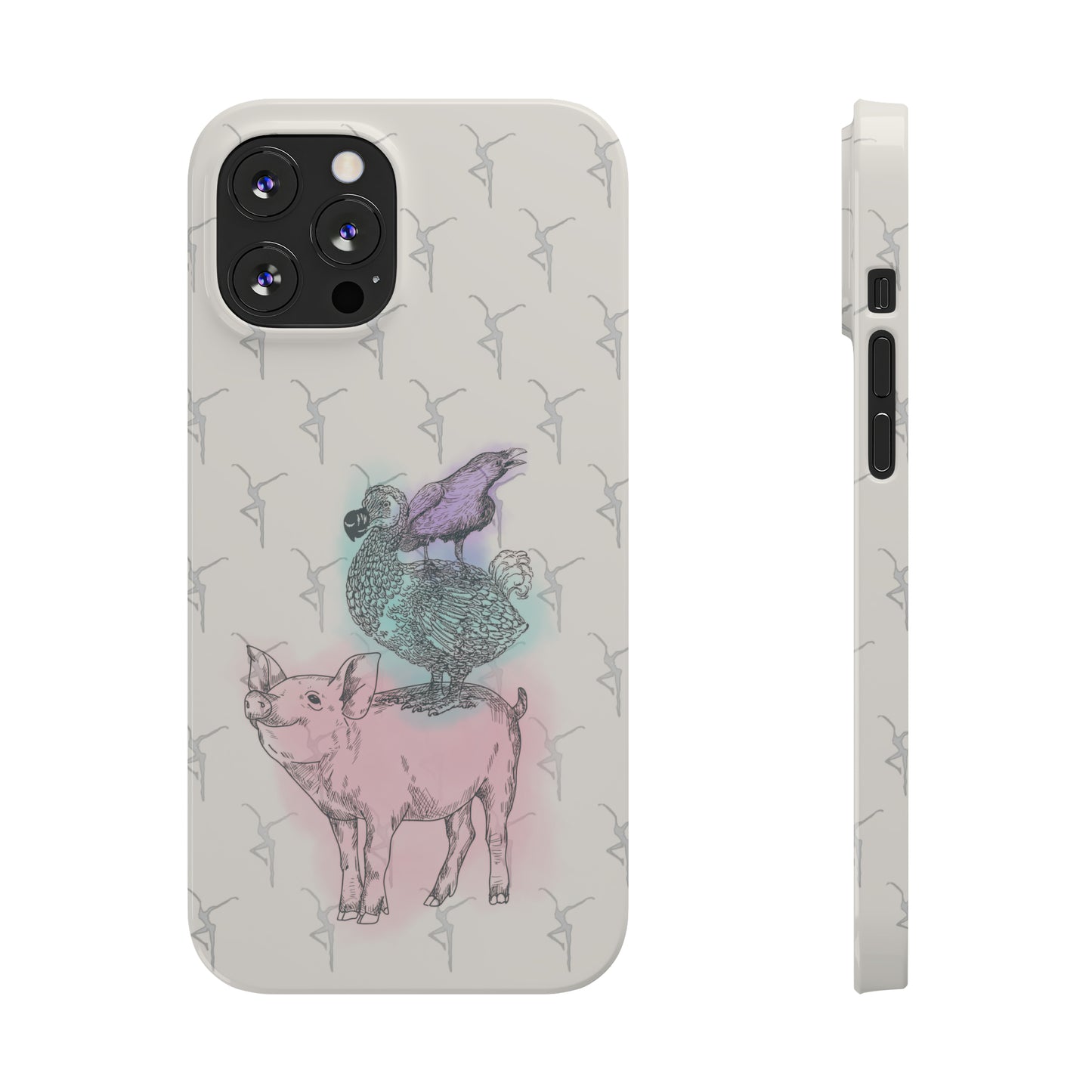 Slim Phone Case - dmb - fd - pig - dodo - raven - watercolor - ivory