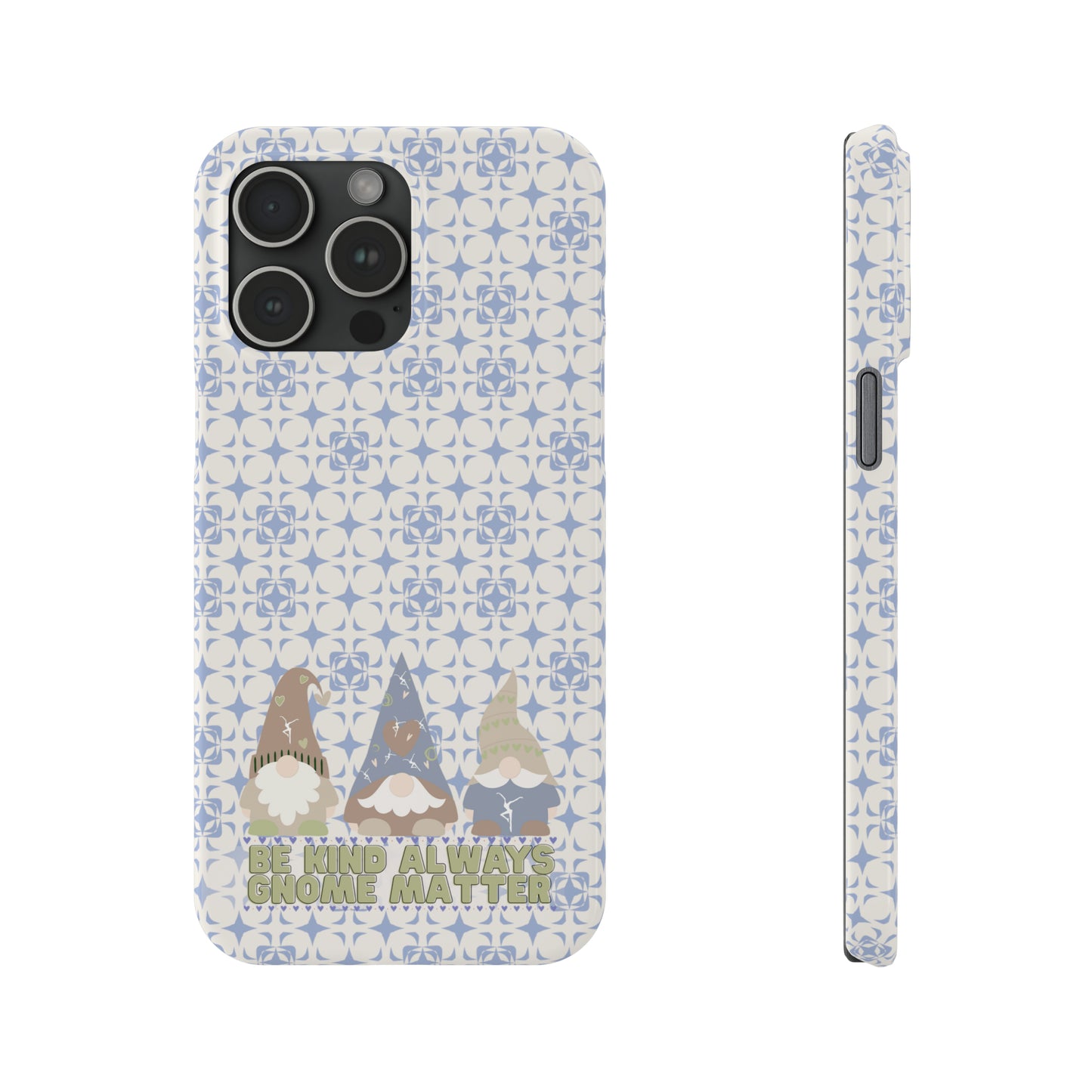 Slim Phone Case - dmb - gnomes - kindness - be kind always - blue - green - pastel - fits most iphone models