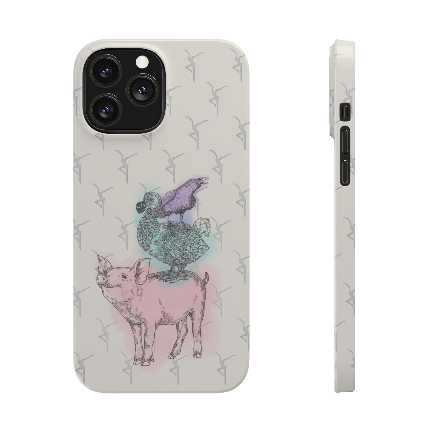 Slim Phone Case - dmb - fd - pig - dodo - raven - watercolor - ivory