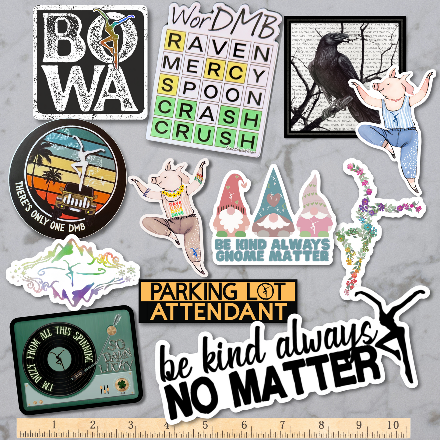 Assorted DMB Matte finish Waterproof Stickers - Sold separately