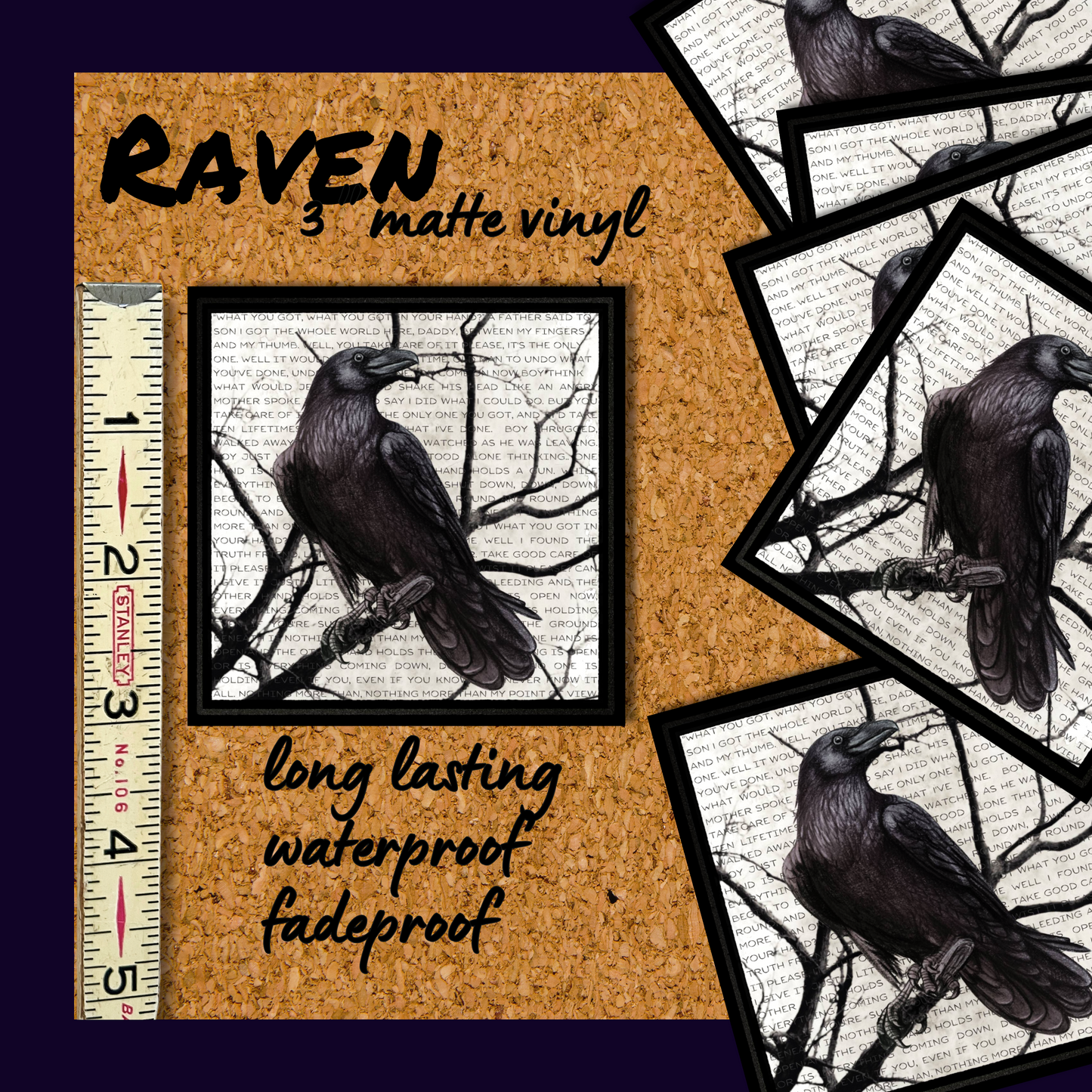 sticker - dmb - raven - 3"- water resistant- matte vinyl sticker